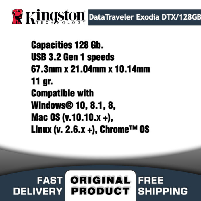 Kingston Usb 128Gb. Flash Memory DataTraveler Exodia