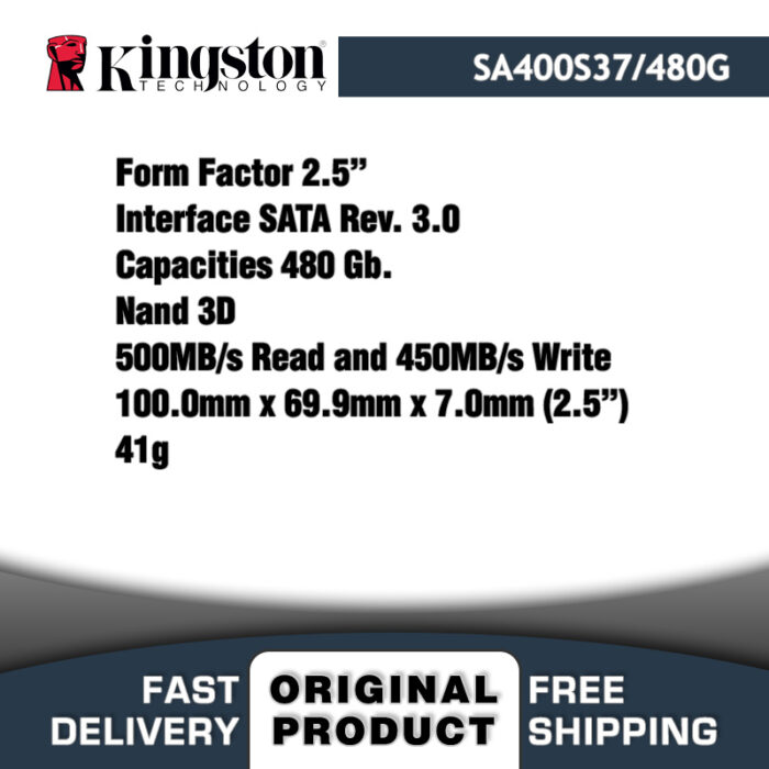 Kingston SSD 480 Gb. 3D Nand Gaming Sata Disk