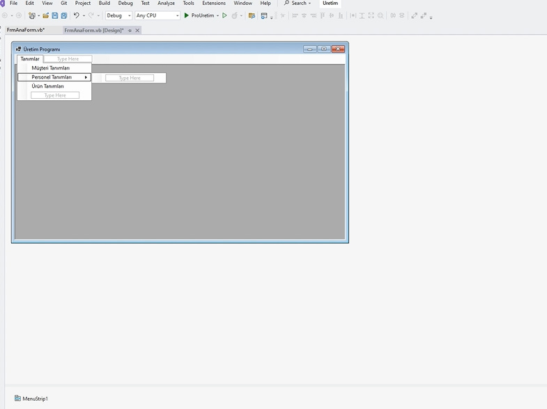 Visual Studio Form - Menu - Toolbar