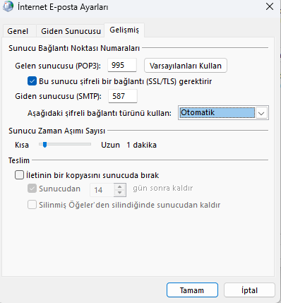 Microsoft Outlook Gelişmiş Ayarlar Microsoft Outlook Gelişmiş Ayarlar